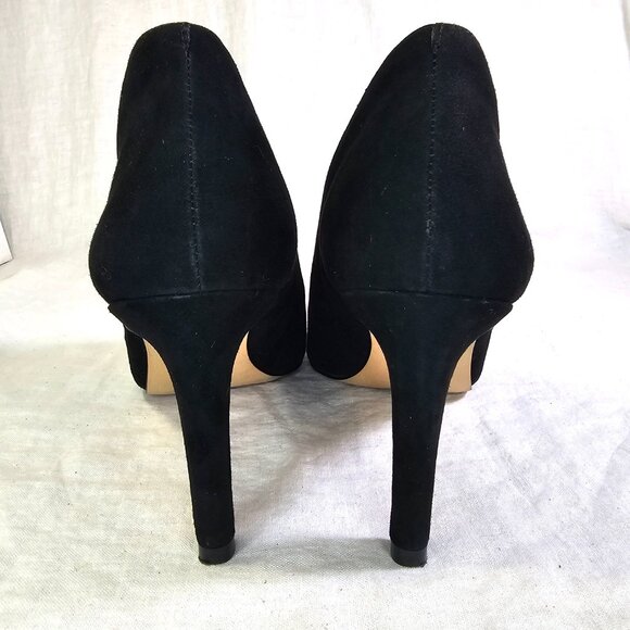 Ann Taylor Oona Suede 3.25” Shootie Pump Bootie 9 Black - Picture 3 of 11